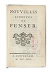 ENLIGHTENMENT  FONTENELLE, BERNARD LE BOVIER DE; et al.  Nouvelles Libertés de Penser.  1743